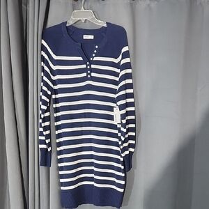 NWT Sonoma Navy and White Long Sleeve Dress